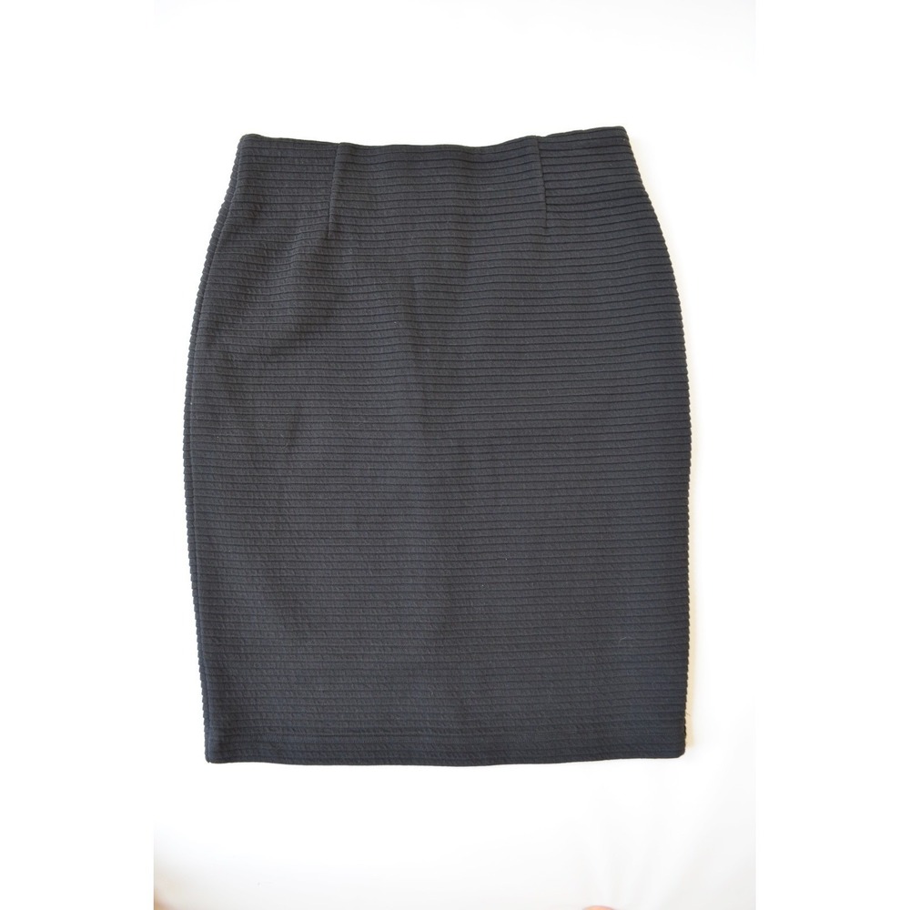 Vintage Pencil SKIRT 8 Petite Black Knit Wiggle Bodycon Y2K Stretch Textured